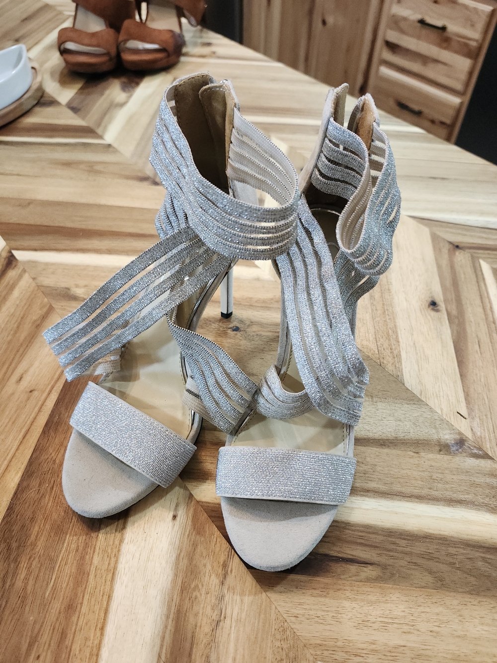 Jessica Simpson Silver Strappy High Heel Sandals
